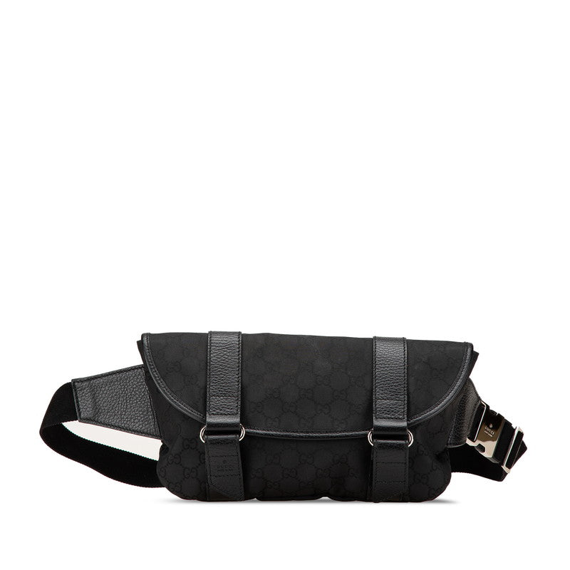 グッチ GGナイロン ボディバッグ ウエストバッグ 374617 ブラック ナイロン レザー レディース GUCCI 【中古】