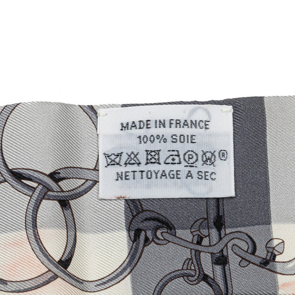 エルメス ツイリー MORS ET GOURMETTES VICHY アントラシット メンソール スカーフ グレー シルク レディース HERMES 【中古】