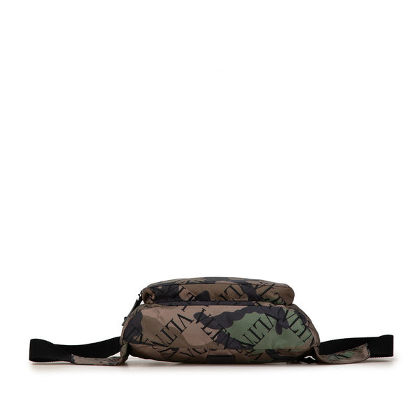 ヴァレンティノ カモフラージュ 迷彩 ボディバッグ ウエストバッグ カーキグリーン ナイロン レディース VALENTINO 【中古】