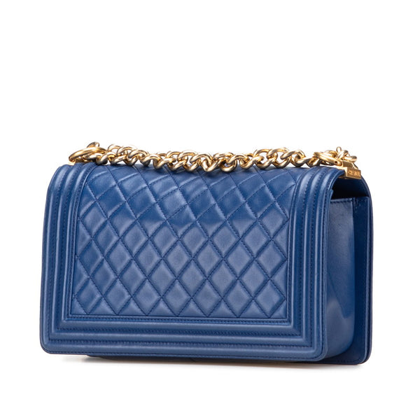シャネル マトラッセ ボーイシャネル25 ココマーク チェーン ショルダーバッグ ブルー ラムスキン レディース CHANEL 【中古】