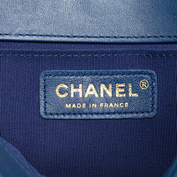 シャネル マトラッセ ボーイシャネル25 ココマーク チェーン ショルダーバッグ ブルー ラムスキン レディース CHANEL 【中古】