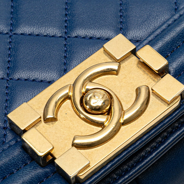 シャネル マトラッセ ボーイシャネル25 ココマーク チェーン ショルダーバッグ ブルー ラムスキン レディース CHANEL 【中古】