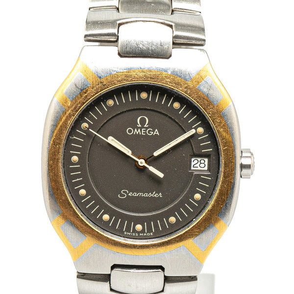 オメガ シーマスター ポラリス 腕時計 クオーツ グレー文字盤 ステンレススチール メンズ OMEGA 【中古】