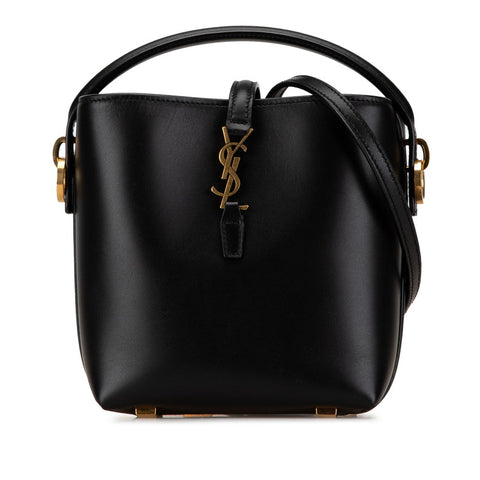 サンローラン YSLロゴ LE 37 ミニ ハンドバッグ ショルダーバッグ 2WAY ブラック レザー レディース SAINT LAURENT 【中古】