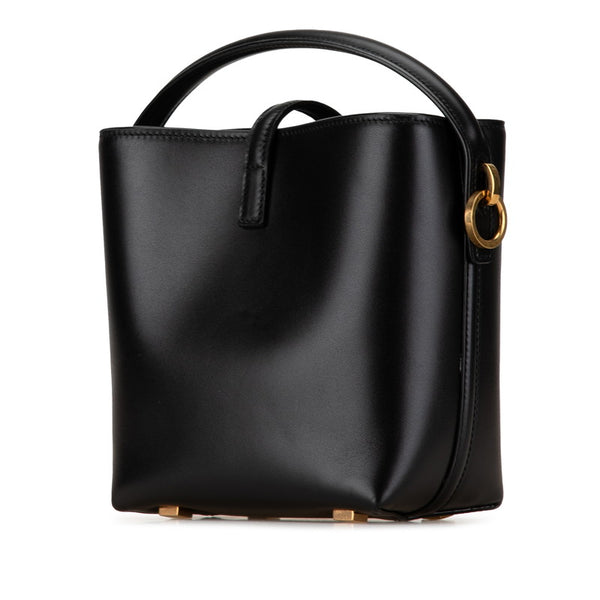 サンローラン YSLロゴ LE 37 ミニ ハンドバッグ ショルダーバッグ 2WAY ブラック レザー レディース SAINT LAURENT 【中古】