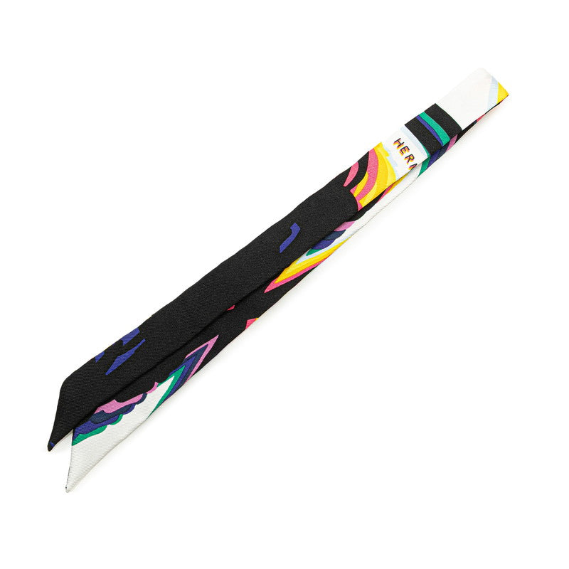 エルメス ツイリードール スカーフ バッグチャーム ブラック イエロー マルチカラー シルク レディース HERMES 【中古】