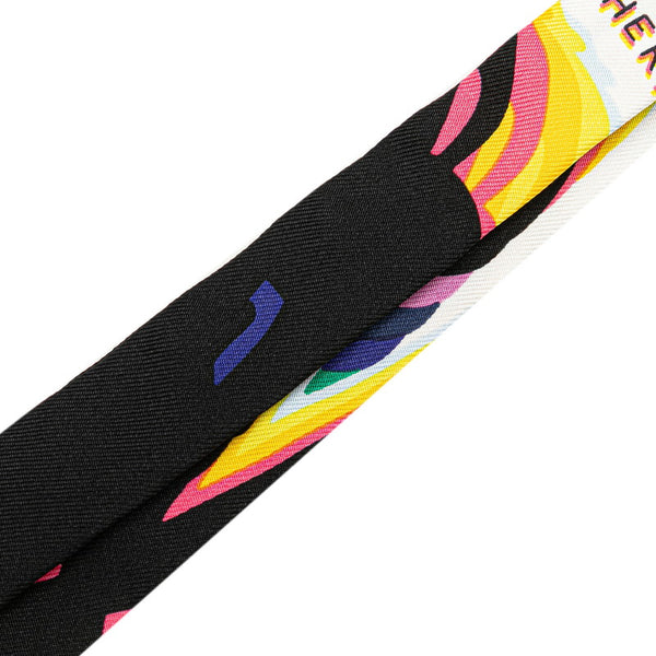 エルメス ツイリードール スカーフ バッグチャーム ブラック イエロー マルチカラー シルク レディース HERMES 【中古】