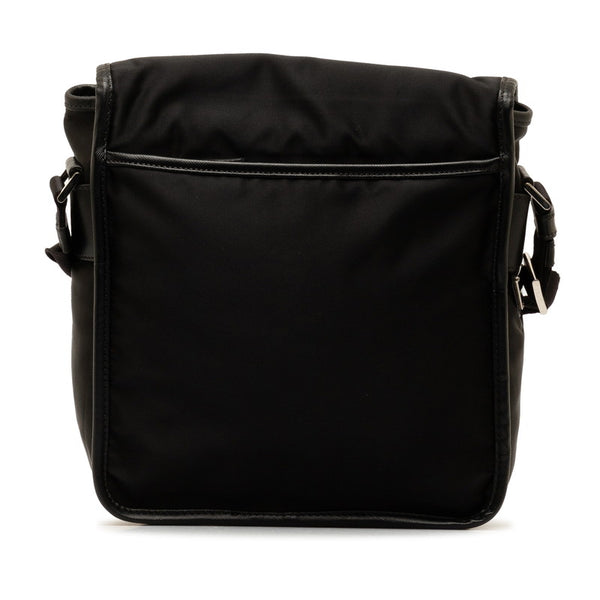 プラダ 三角ロゴプレート テスート 斜め掛け ショルダーバッグ V167 ブラック ナイロン レザー レディース PRADA 【中古】