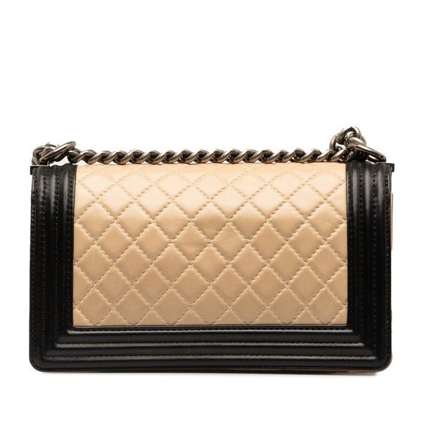 シャネル ボーイシャネル ココマーク チェーンショルダーバッグ ベージュ ブラック ラムスキン レディース CHANEL 【中古】