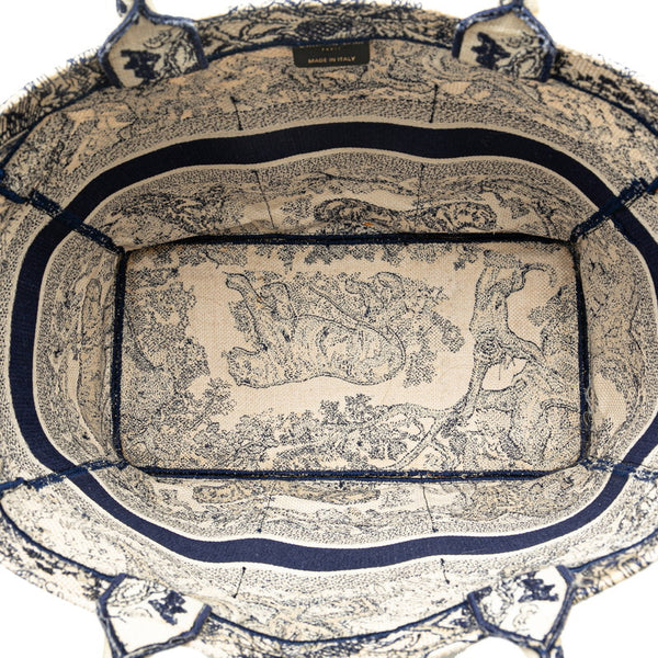 ディオール キャサリン リバース トワル ドゥ ジュイ エンブロイダリー トートバッグ ホワイト ネイビー キャンバス レディース Dior 【中古】