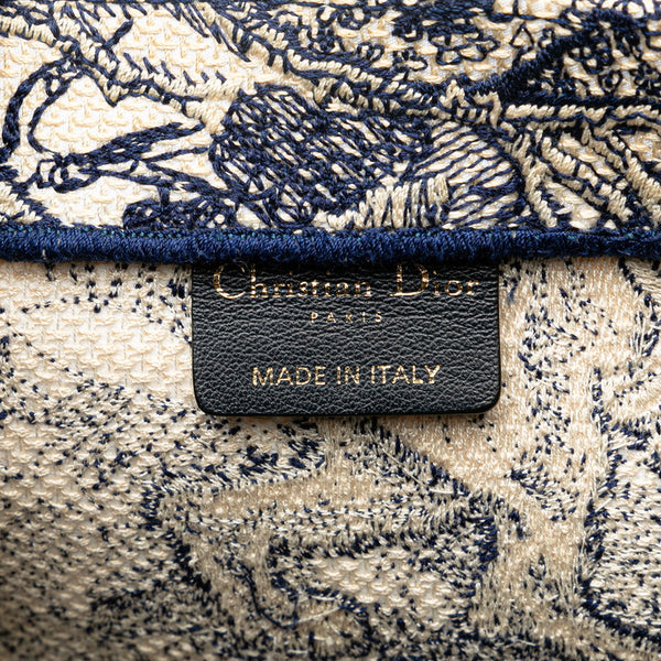 ディオール キャサリン リバース トワル ドゥ ジュイ エンブロイダリー トートバッグ ホワイト ネイビー キャンバス レディース Dior 【中古】