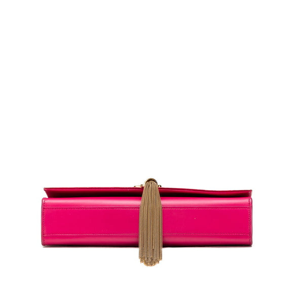 サンローラン ロゴ タッセル チェーン ショルダーバッグ ピンク レザー レディース SAINT LAURENT 【中古】