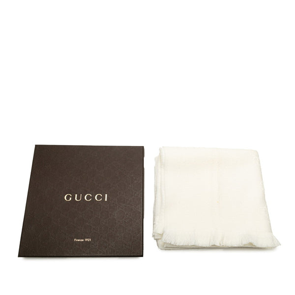 グッチ GGウール ストール ホワイト ウール シルク レディース GUCCI 【中古】