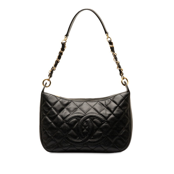 シャネル マトラッセ ココマーク チェーン ワンショルダーバッグ ブラック キャビアスキン レディース CHANEL 【中古】