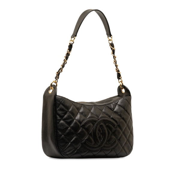 シャネル マトラッセ ココマーク チェーン ワンショルダーバッグ ブラック キャビアスキン レディース CHANEL 【中古】