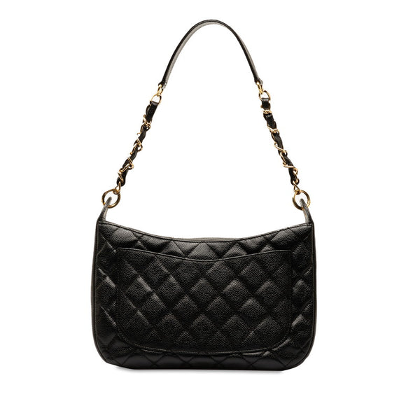 シャネル マトラッセ ココマーク チェーン ワンショルダーバッグ ブラック キャビアスキン レディース CHANEL 【中古】