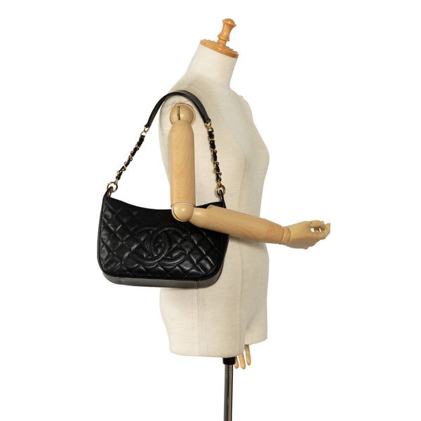 シャネル マトラッセ ココマーク チェーン ワンショルダーバッグ ブラック キャビアスキン レディース CHANEL 【中古】