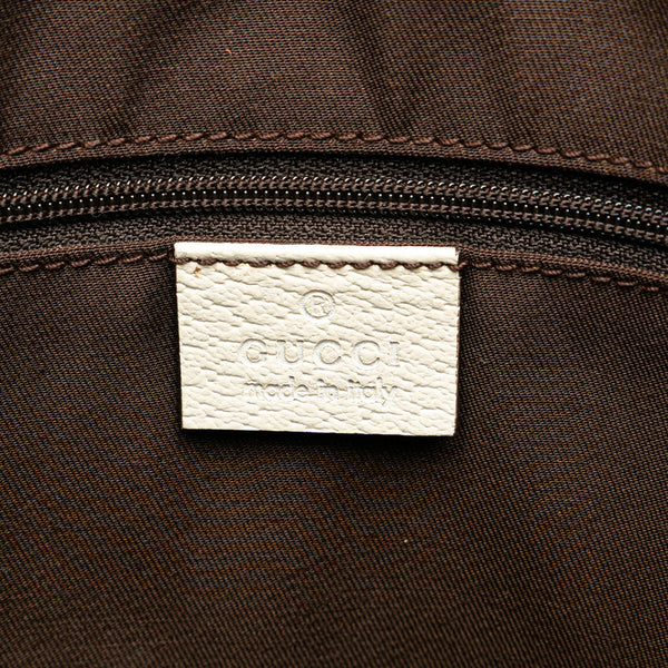 グッチ GGキャンバス プリンシー シェリーライン リボン ハンドバッグ トートバッグ 177052 ホワイト ブラウン キャンバス レザー レディース GUCCI 【中古】