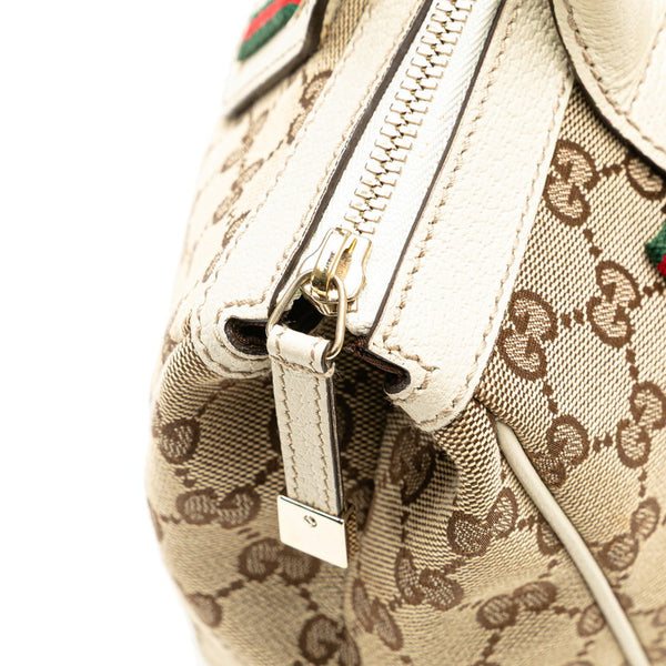 グッチ GGキャンバス プリンシー シェリーライン リボン ハンドバッグ トートバッグ 177052 ホワイト ブラウン キャンバス レザー レディース GUCCI 【中古】