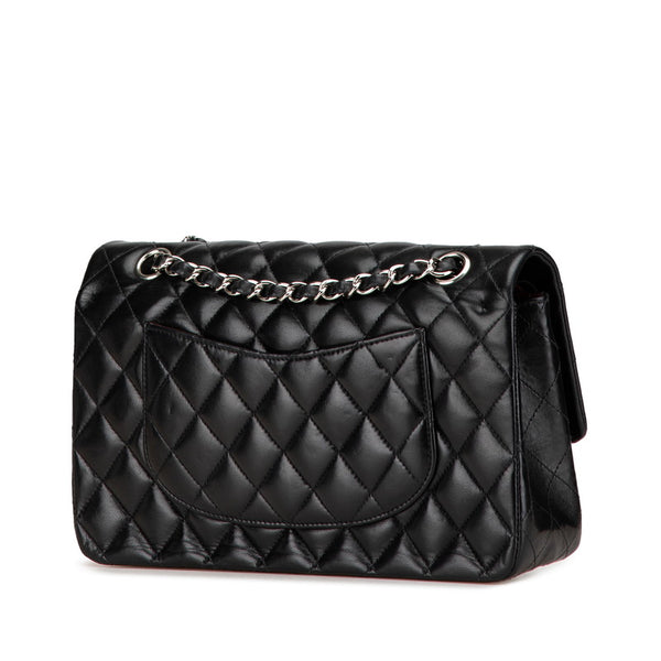 シャネル マトラッセ25 ダブルフラップ ココマーク チェーン ショルダーバッグ ブラック ラムスキン レディース CHANEL 【中古】
