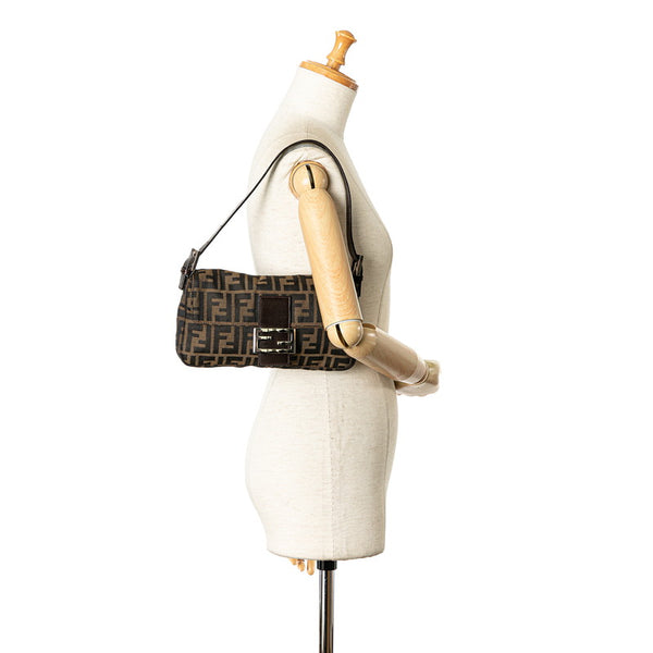 フェンディ ズッカ マンマバケット ワンショルダーバッグ 26424 ブラウン キャンバス レザー レディース FENDI 【中古】