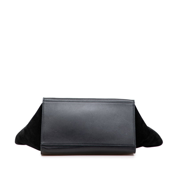 セリーヌ トラペーズ ミディアム ハンドバッグ ショルダーバッグ 2WAY ブラック ホワイト レザー レディース CELINE 【中古】