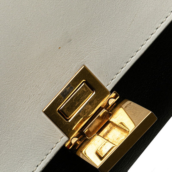 セリーヌ トラペーズ ミディアム ハンドバッグ ショルダーバッグ 2WAY ブラック ホワイト レザー レディース CELINE 【中古】