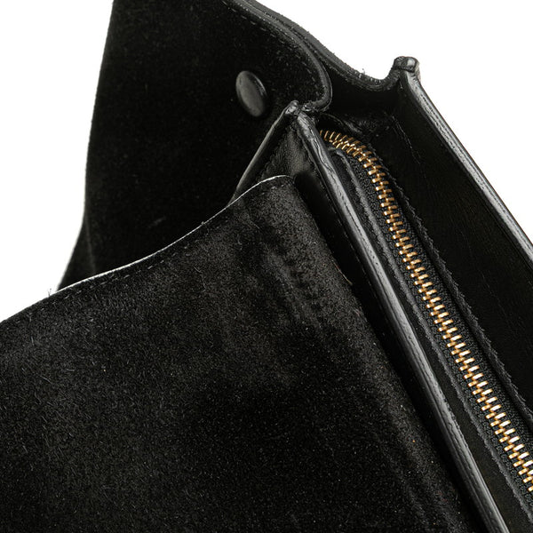 セリーヌ トラペーズ ミディアム ハンドバッグ ショルダーバッグ 2WAY ブラック ホワイト レザー レディース CELINE 【中古】