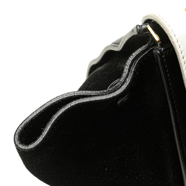 セリーヌ トラペーズ ミディアム ハンドバッグ ショルダーバッグ 2WAY ブラック ホワイト レザー レディース CELINE 【中古】
