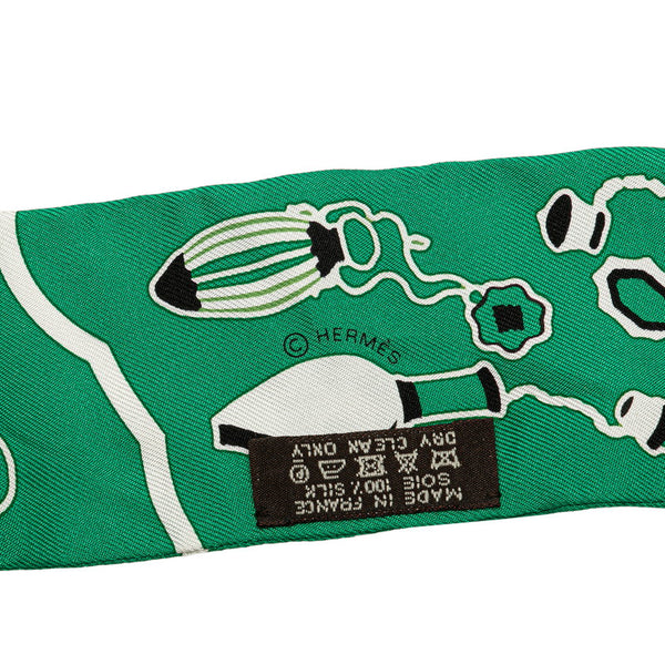 エルメス ツイリー Qu'importe le flacon 香水瓶 スカーフ グリーン マルチカラー シルク レディース HERMES 【中古】