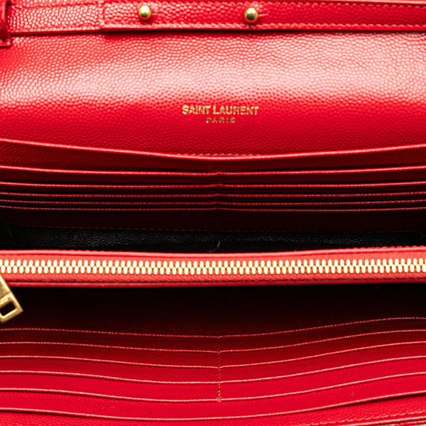 サンローラン YSLロゴ キルティング チェーン ショルダーバッグ 377828 レッド カーフ レディース SAINT LAURENT 【中古】