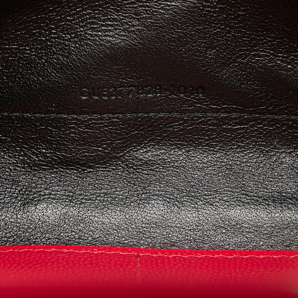 サンローラン YSLロゴ キルティング チェーン ショルダーバッグ 377828 レッド カーフ レディース SAINT LAURENT 【中古】