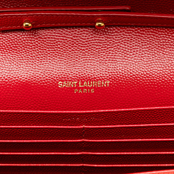 サンローラン YSLロゴ キルティング チェーン ショルダーバッグ 377828 レッド カーフ レディース SAINT LAURENT 【中古】