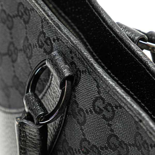 グッチ GGキャンバス ハンドバッグ トートバッグ 113011 ブラック レザー キャンバス レディース GUCCI 【中古】