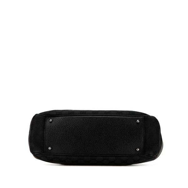 グッチ GGキャンバス ハンドバッグ トートバッグ 113011 ブラック レザー キャンバス レディース GUCCI 【中古】