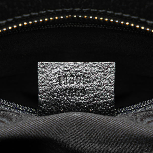 グッチ GGキャンバス ハンドバッグ トートバッグ 113011 ブラック レザー キャンバス レディース GUCCI 【中古】