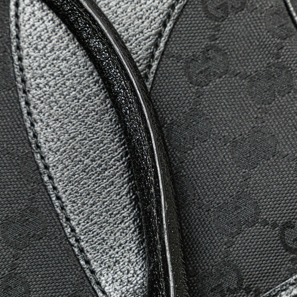 グッチ GGキャンバス ハンドバッグ トートバッグ 113011 ブラック レザー キャンバス レディース GUCCI 【中古】