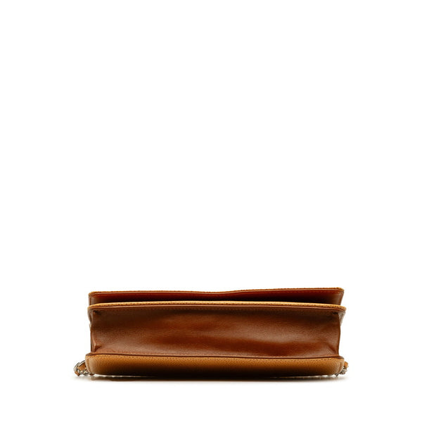 シャネル ココマーク シルバー金具 チェーンウォレット ショルダーバッグ オレンジ キャビアスキン レディース CHANEL 【中古】