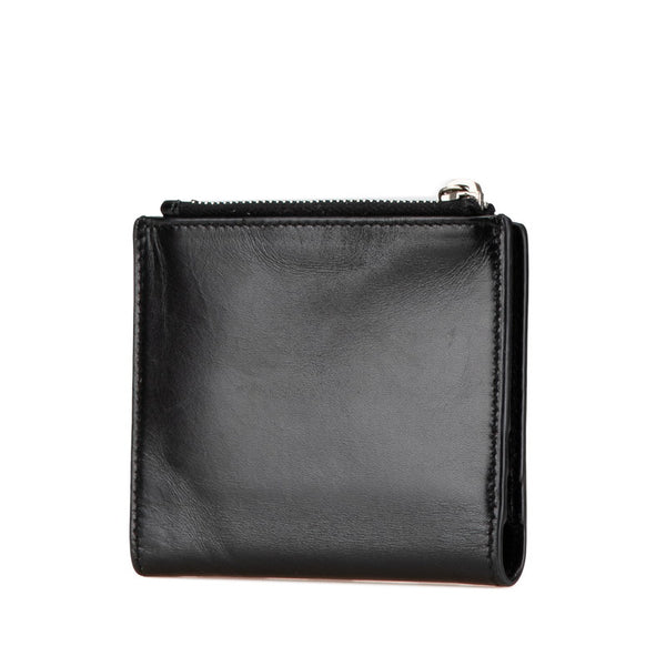 サンローラン ロゴ 二つ折り財布 ブラック レザー レディース SAINT LAURENT 【中古】