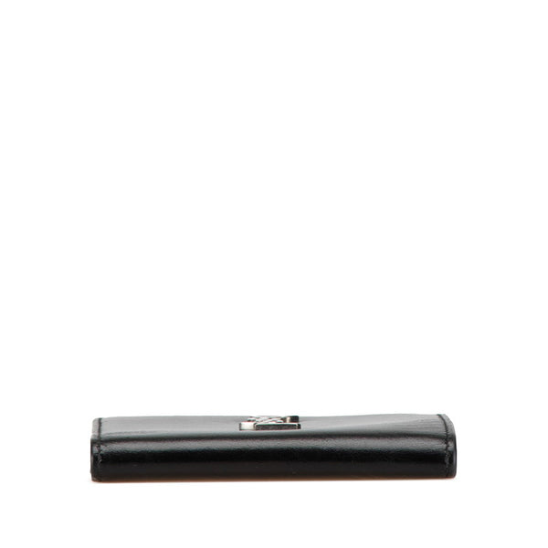 サンローラン ロゴ 二つ折り財布 ブラック レザー レディース SAINT LAURENT 【中古】