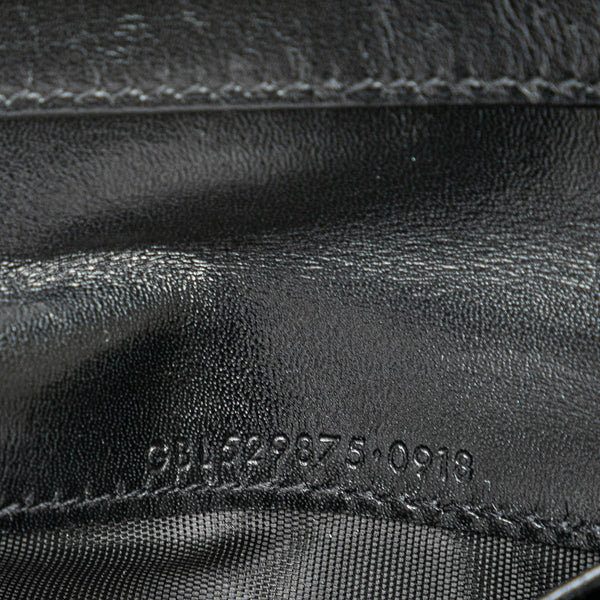 サンローラン ロゴ 二つ折り財布 ブラック レザー レディース SAINT LAURENT 【中古】