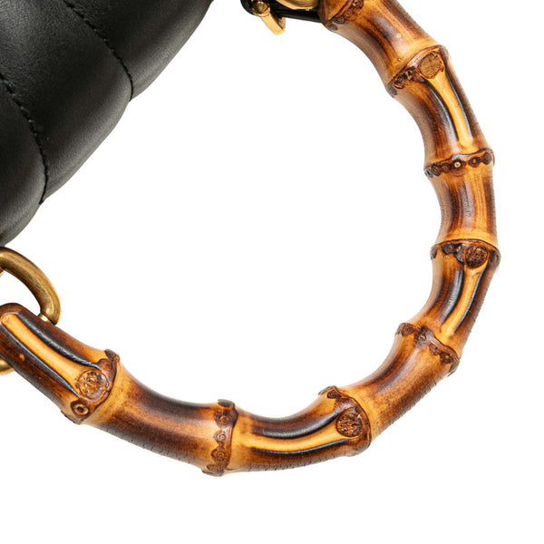 グッチ クイーンマーガレット バンブー ハンドバッグ リュックサック 476664 ブラック レザー レディース GUCCI 【中古】