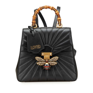 グッチ クイーンマーガレット バンブー ハンドバッグ リュックサック 476664 ブラック レザー レディース GUCCI 【中古】