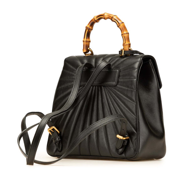 グッチ クイーンマーガレット バンブー ハンドバッグ リュックサック 476664 ブラック レザー レディース GUCCI 【中古】
