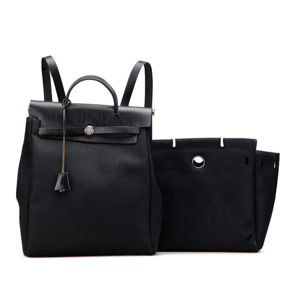 エルメス エールバッグ アドPM リュック バックパック ハンドバッグ 2WAY ブラック トワルオフィシエ レザー レディース HERMES 【中古】