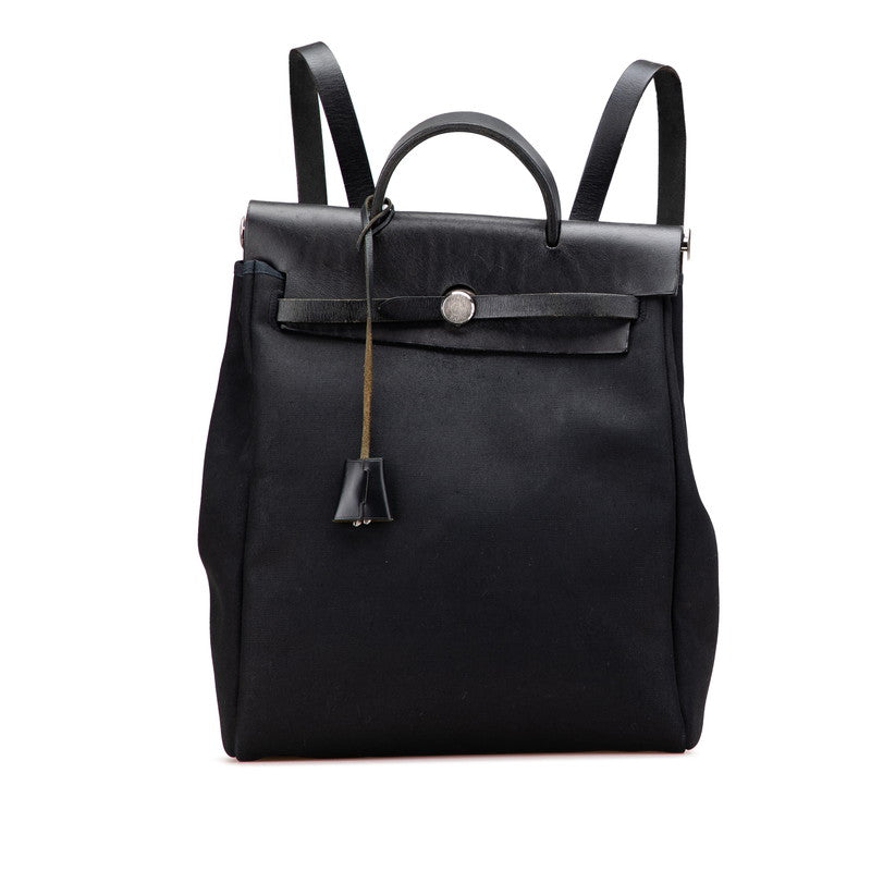 エルメス エールバッグ アドPM リュック バックパック ハンドバッグ 2WAY ブラック トワルオフィシエ レザー レディース HERMES 【中古】