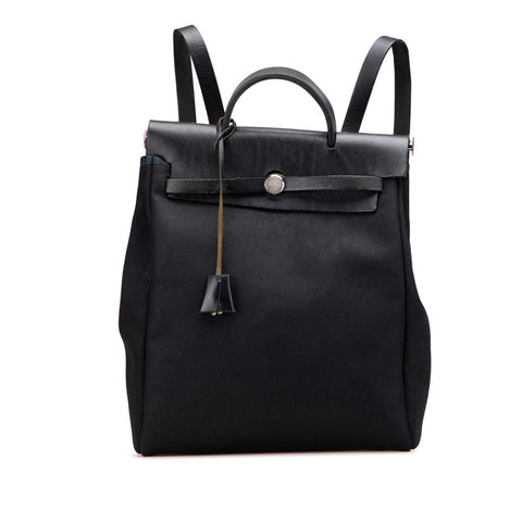 エルメス エールバッグ アドPM リュック バックパック ハンドバッグ 2WAY ブラック トワルオフィシエ レザー レディース HERMES 【中古】