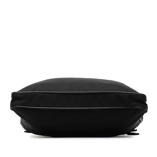 プラダ 三角ロゴプレート ショルダーバッグ VA0338 ブラック ナイロン レザー レディース PRADA 【中古】