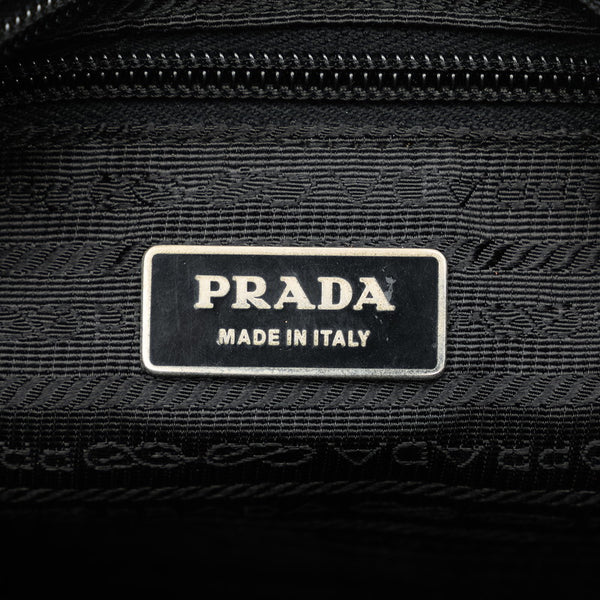 プラダ 三角ロゴプレート ショルダーバッグ VA0338 ブラック ナイロン レザー レディース PRADA 【中古】