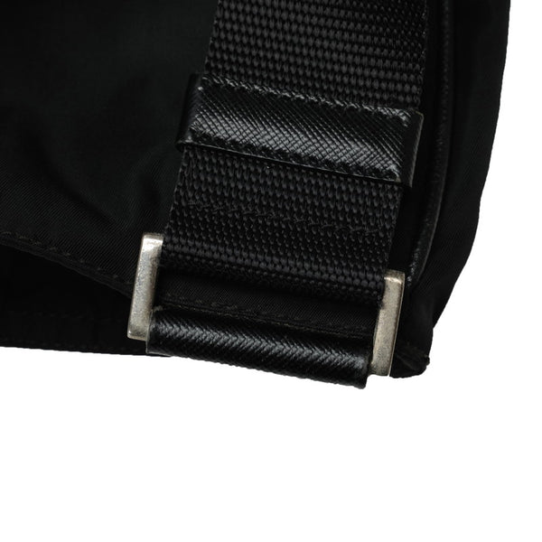 プラダ 三角ロゴプレート ショルダーバッグ VA0338 ブラック ナイロン レザー レディース PRADA 【中古】